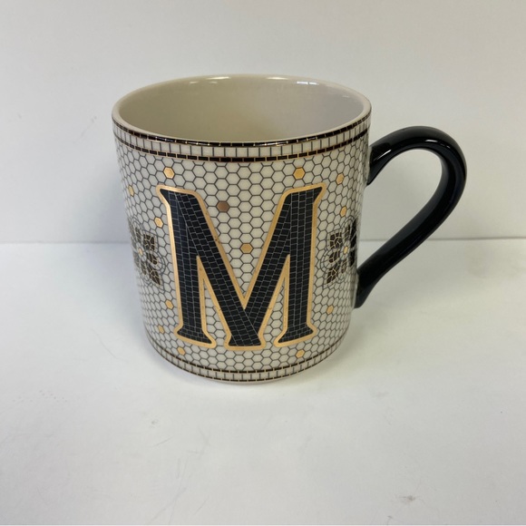 Anthropologie Other - Anthropologie Cream Black Gold Tiled Margot Letter M Coffee Mug